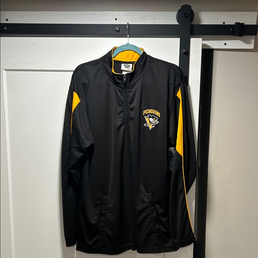 NHL Penguins Black and Gold Half-Zip Windbreaker